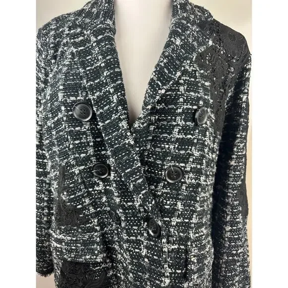 Chico's Tweed Lace Embroidered Metallic Cardigan Jacket Sweater Blazer Size 3 XL - Picture 5 of 16